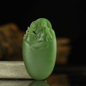 山料和田碧玉观音吊坠