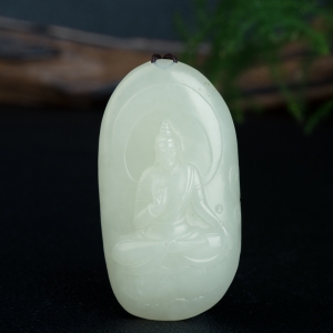 籽料和田白玉阿弥陀佛吊坠