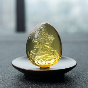 墨西哥蓝珀度母吊坠