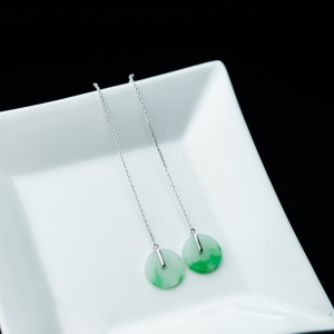 18K冰种飘翠翡翠平安扣耳钉