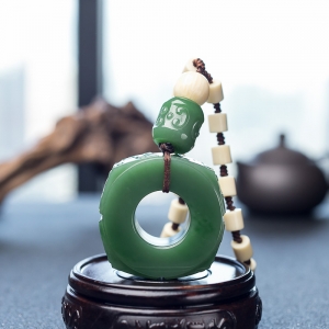 山料和田碧玉雕花手把件