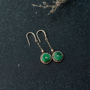 18K糯冰种苹果绿翡翠耳钉