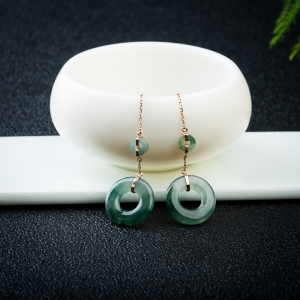 18K糯种飘花翡翠平安扣耳坠