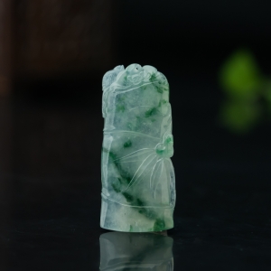 糯冰种飘花翡翠节节高升吊坠