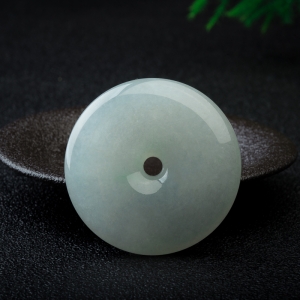 糯冰种翡翠平安扣吊坠