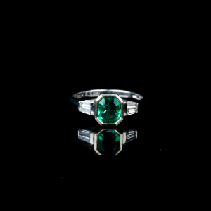 18K蓝绿祖母绿戒指