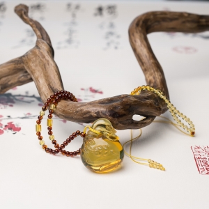 墨西哥蓝珀代代有钱项链