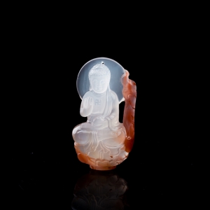 冻料俏色南红阿弥陀佛吊坠