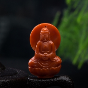 柿子红南红大日如来吊坠