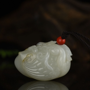 籽料和田白玉我如意吊坠