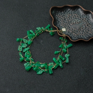 18K糯种苹果绿翡翠岁岁平安手链