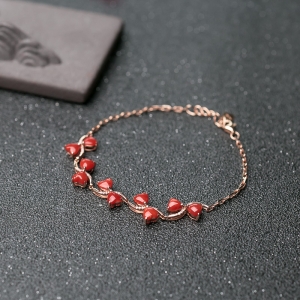 18K阿卡珊瑚心形手链