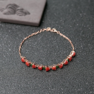 18K阿卡珊瑚心形手链