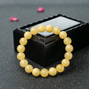 9.3mm鸡油黄蜜蜡单圈手串