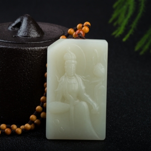 籽料和田白玉大势至吊坠