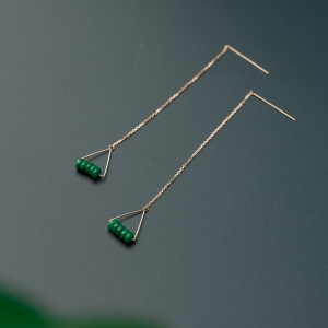 18K糯种翠绿翡翠耳环