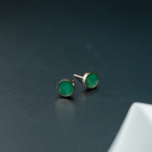 18K糯种翠绿翡翠耳钉