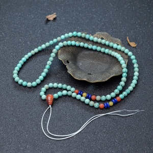 6mm中高瓷铁线蓝绿松石配链