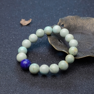 11mm中瓷铁线蓝绿绿松石单圈手串