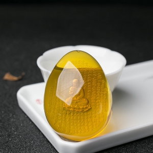 墨西哥蓝珀心经吊坠