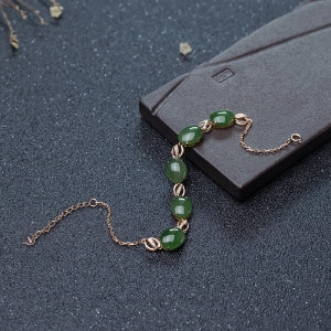 18K山料和田碧玉手链