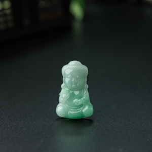 糯种飘翠翡翠宝宝佛吊坠