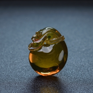 墨西哥蓝珀代代有钱吊坠