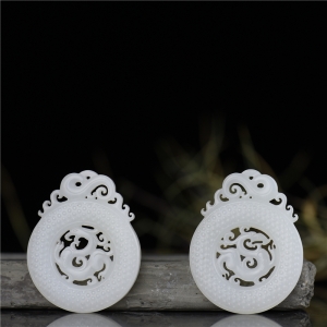 山料和田白玉羊脂白龙凤对牌