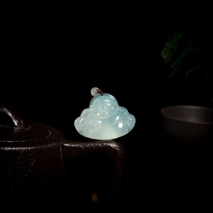 糯冰种翡翠弥勒佛吊坠