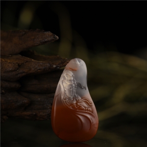 冰飘柿子红南红观音吊坠