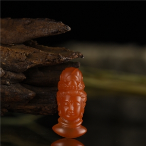 樱桃红南红观音头配饰多用款