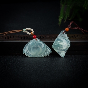 冰种翡翠年年有余吊坠（套装）