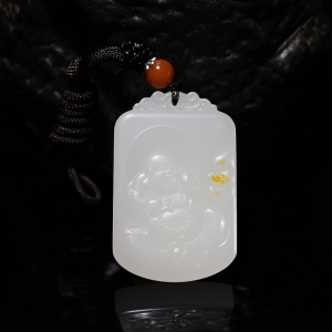 山料和田羊脂白玉福在眼前吊坠