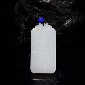 山料和田羊脂白玉关公吊坠