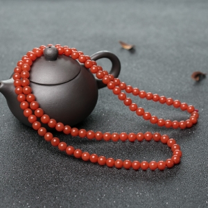 7mm柿子红南红108佛珠