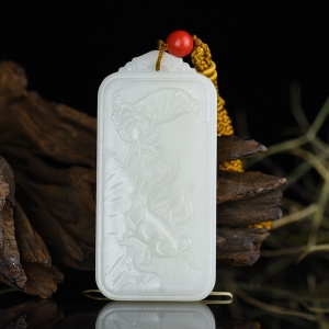 籽料和田白玉金玉满堂吊坠