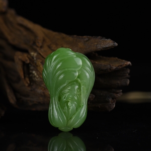 山料和田翠青玉摆财吊坠