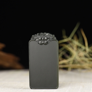 山料和田墨玉无事牌吊坠