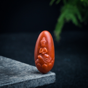 柿子红南红佛吊坠