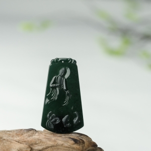 糯冰种深绿翡翠如来佛祖吊坠