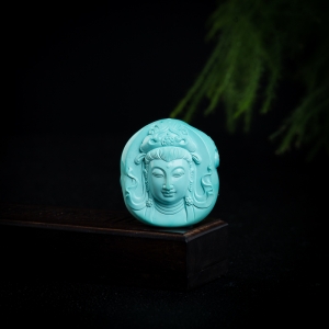 高瓷蓝绿松石观音吊坠