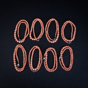 深水粉白色珊瑚圆珠塔链