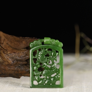 山料和田碧玉年年有余吊坠