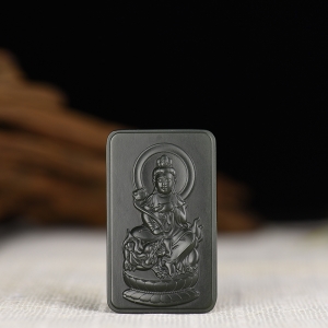 山料和田碧玉普贤菩萨吊坠