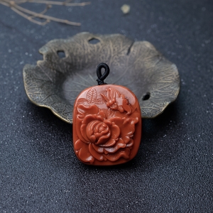 柿子红南红蝶恋花吊坠