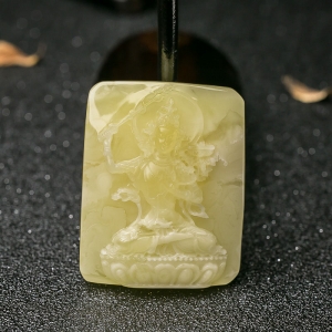 柠檬黄蜜蜡虚空藏菩萨吊坠