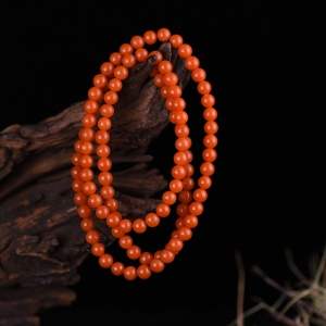 7.0mm柿子红南红圆珠多圈手串