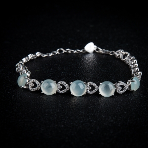 银镶糯冰种晴水翡翠手链