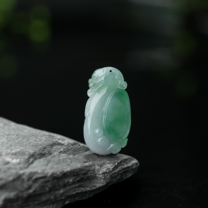 糯种飘翠翡翠貔貅吊坠