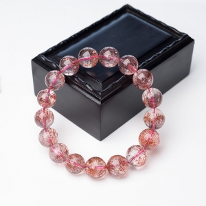 12mm金草莓晶单圈手串